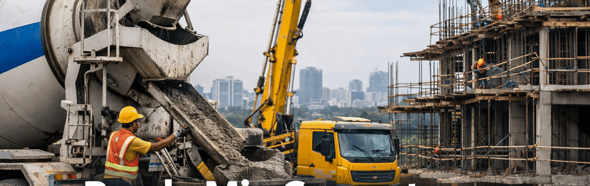 Ready mix concrete suppliers in Bangalore delivering concrete to a construction site